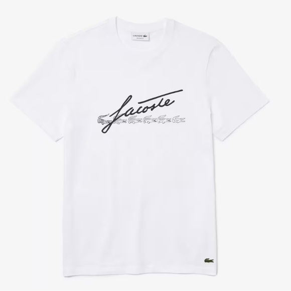 NWT Men's Signature And Crocodile Print Crew Neck Cotton T-Shirt - Picture 2 of 5